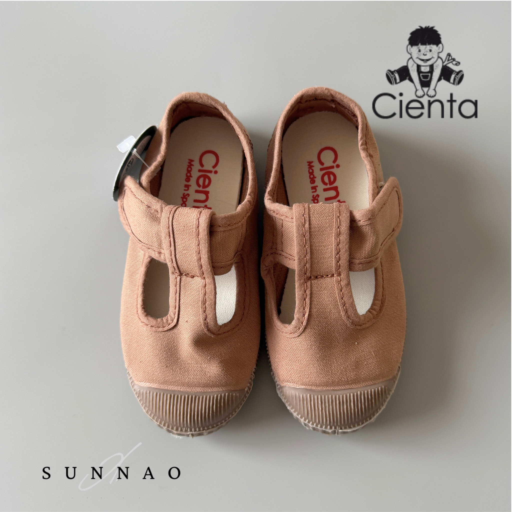 <Cienta>T strap shoes brown sole - Trufa A77997