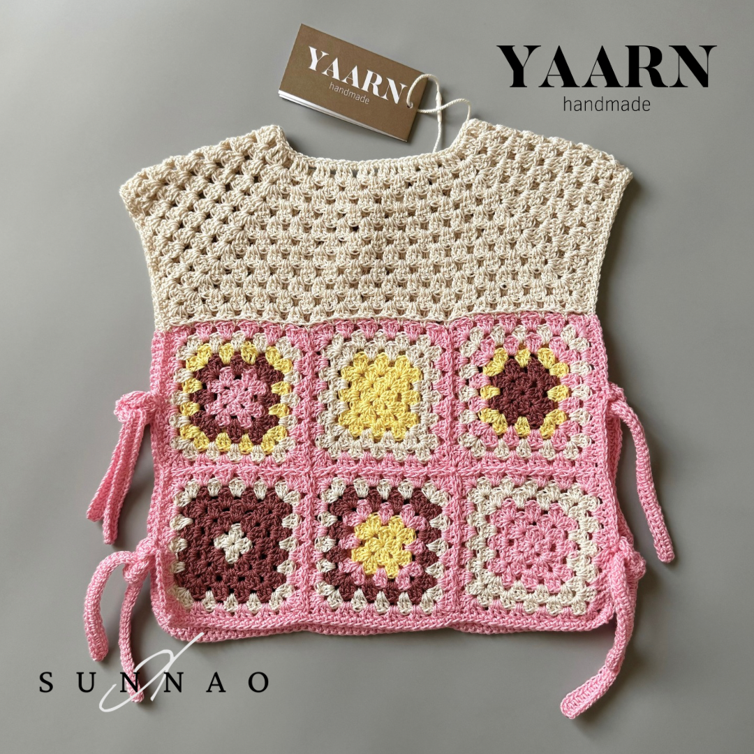 <YAARN>Cotton Vest ROWAN - Flower Pink（1-6Y）