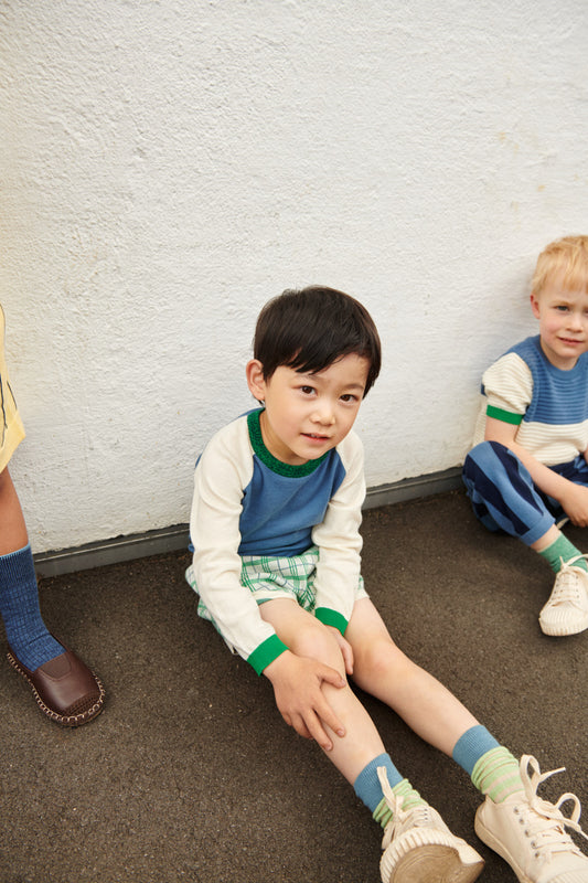 <FUB>Classic Striped Socks WASHED INDIGO/EMERALD（10.5-17.5cm）