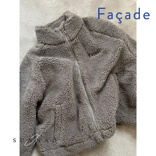 <façade> Teddy Zip Sweater - Stone