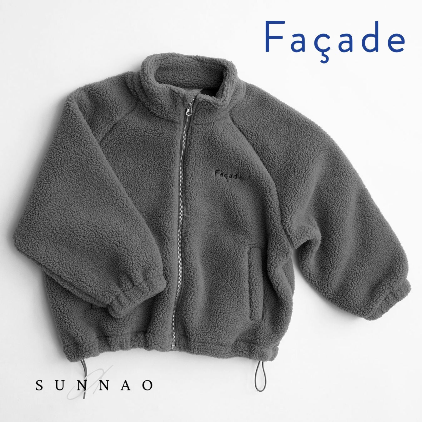 <façade> Teddy zip sweater - Anthracite　