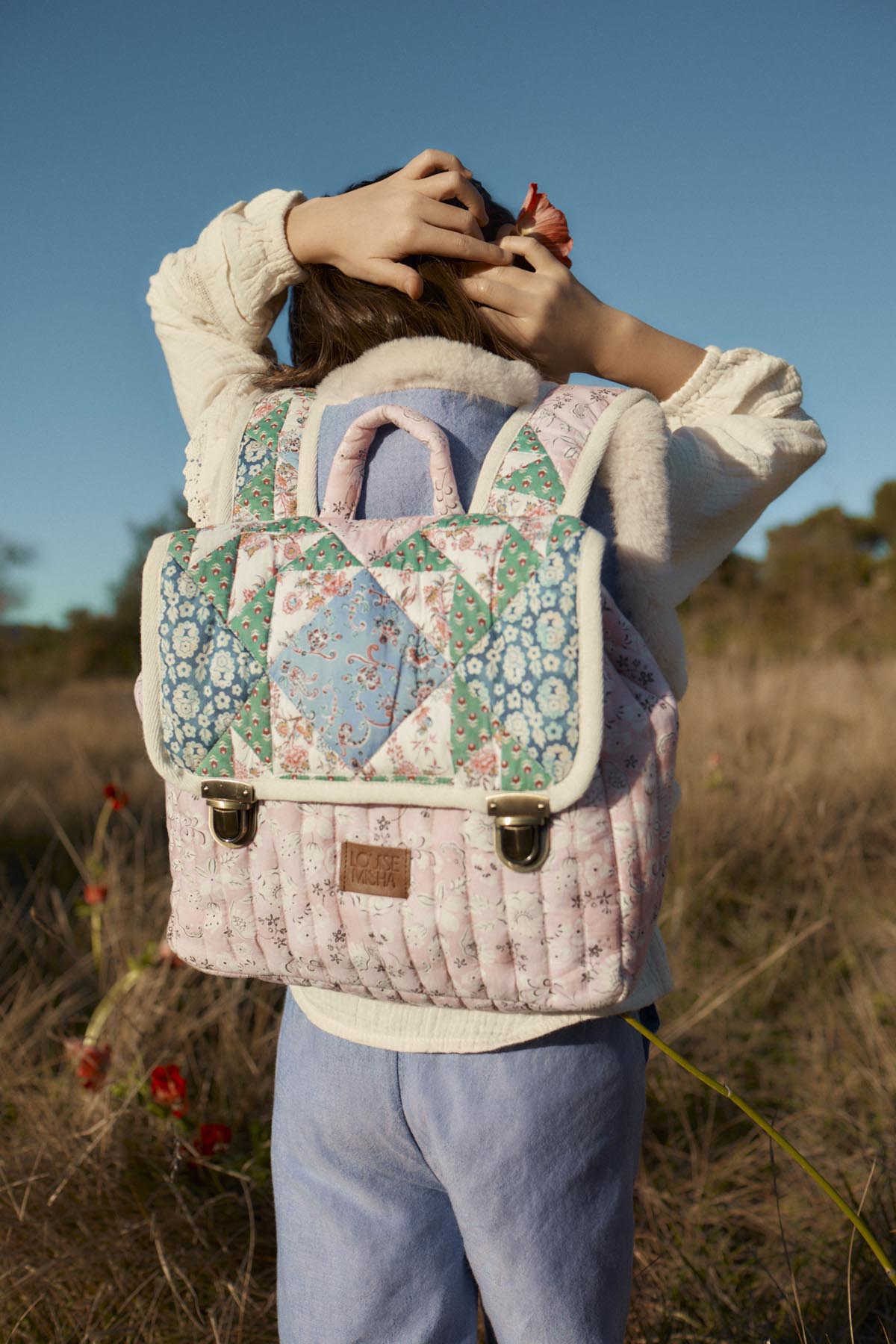 <Louise Misha> SCHOOL BAG TIYA - NAVY SNOWFALL PATCH　
