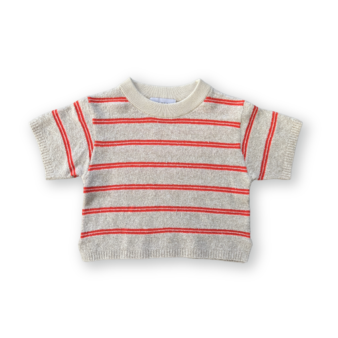 <GROWN>Knitted Terry Striped Tee - Dune/Rosso（6M-6Y）