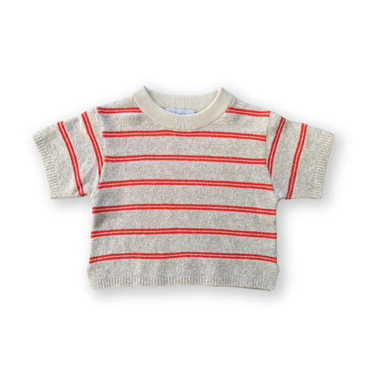 <GROWN>Knitted Terry Striped Tee - Dune/Rosso（6M-6Y）