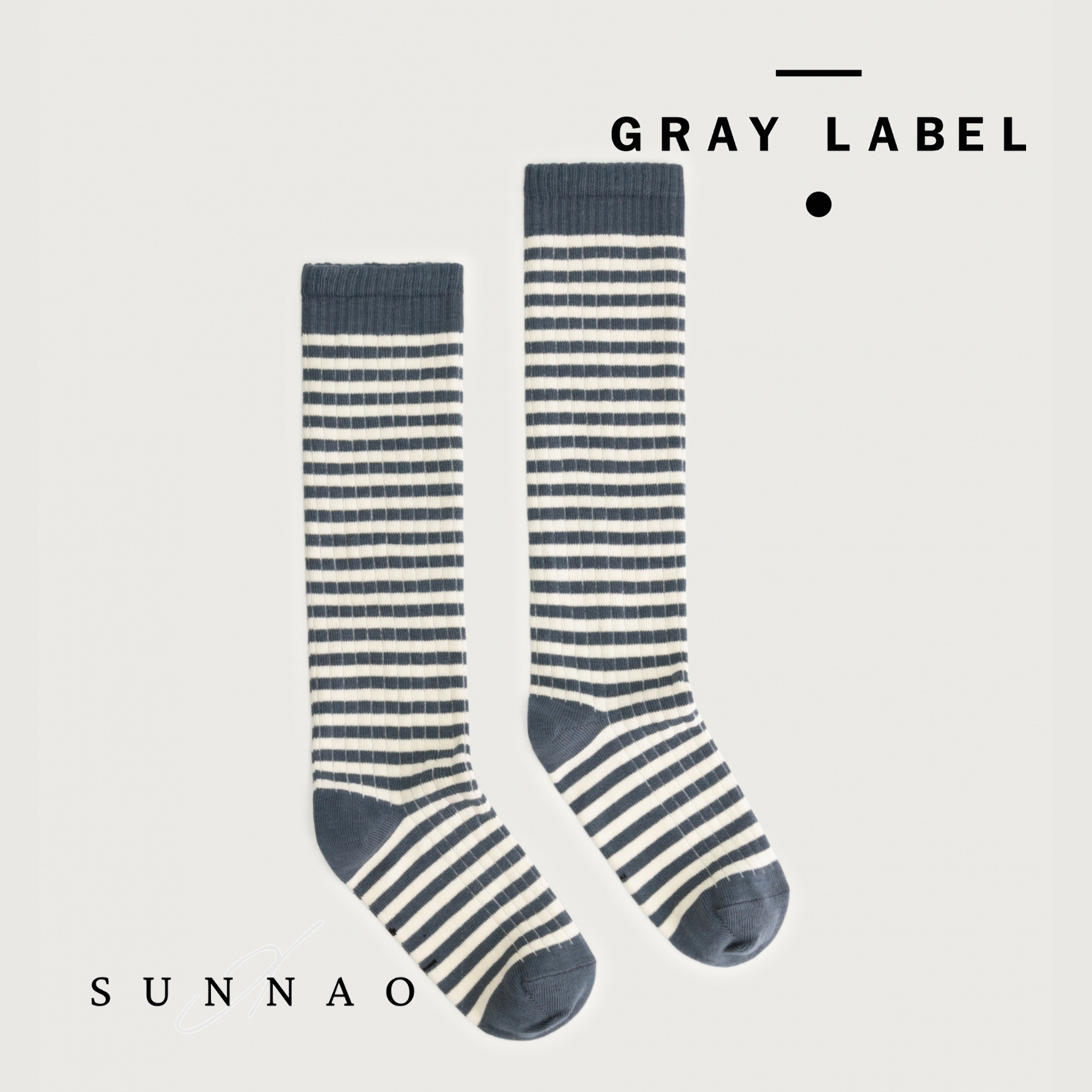 <GRAY LABEL> Long Ribbed Sock - Blue Grey