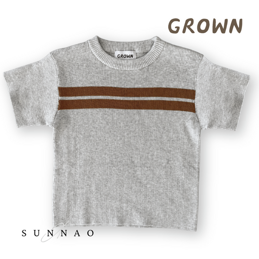 <GROWN> Twin Striped Ribbed Tee