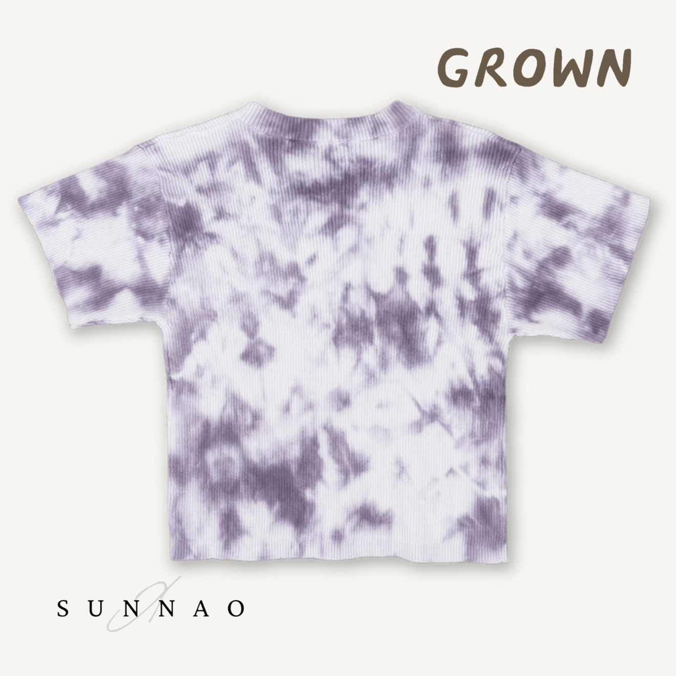 <GROWN> Organic Knitted Tie Dye Rib Tee - Grape
