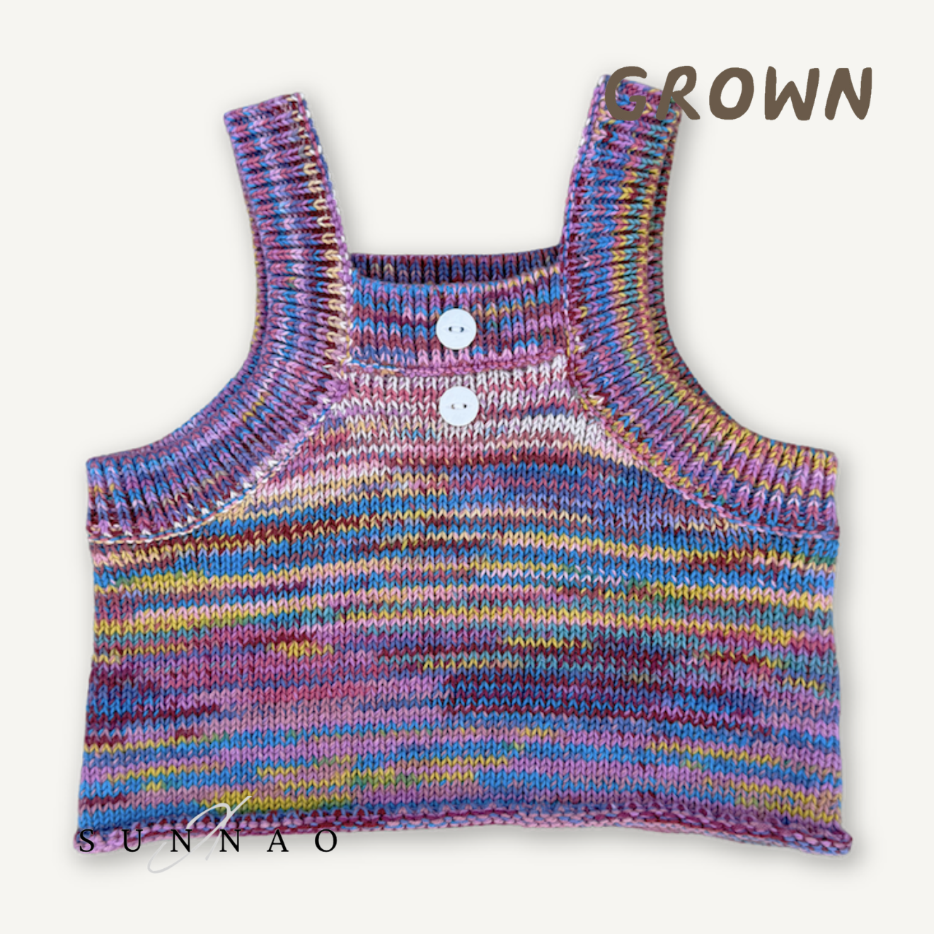 <GROWN> Knitted Singlet Top - Rainbow