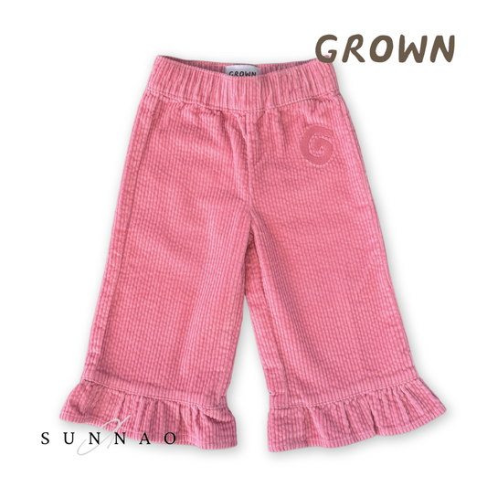 <GROWN> Organic Cord Frill Pant - Sorbet　