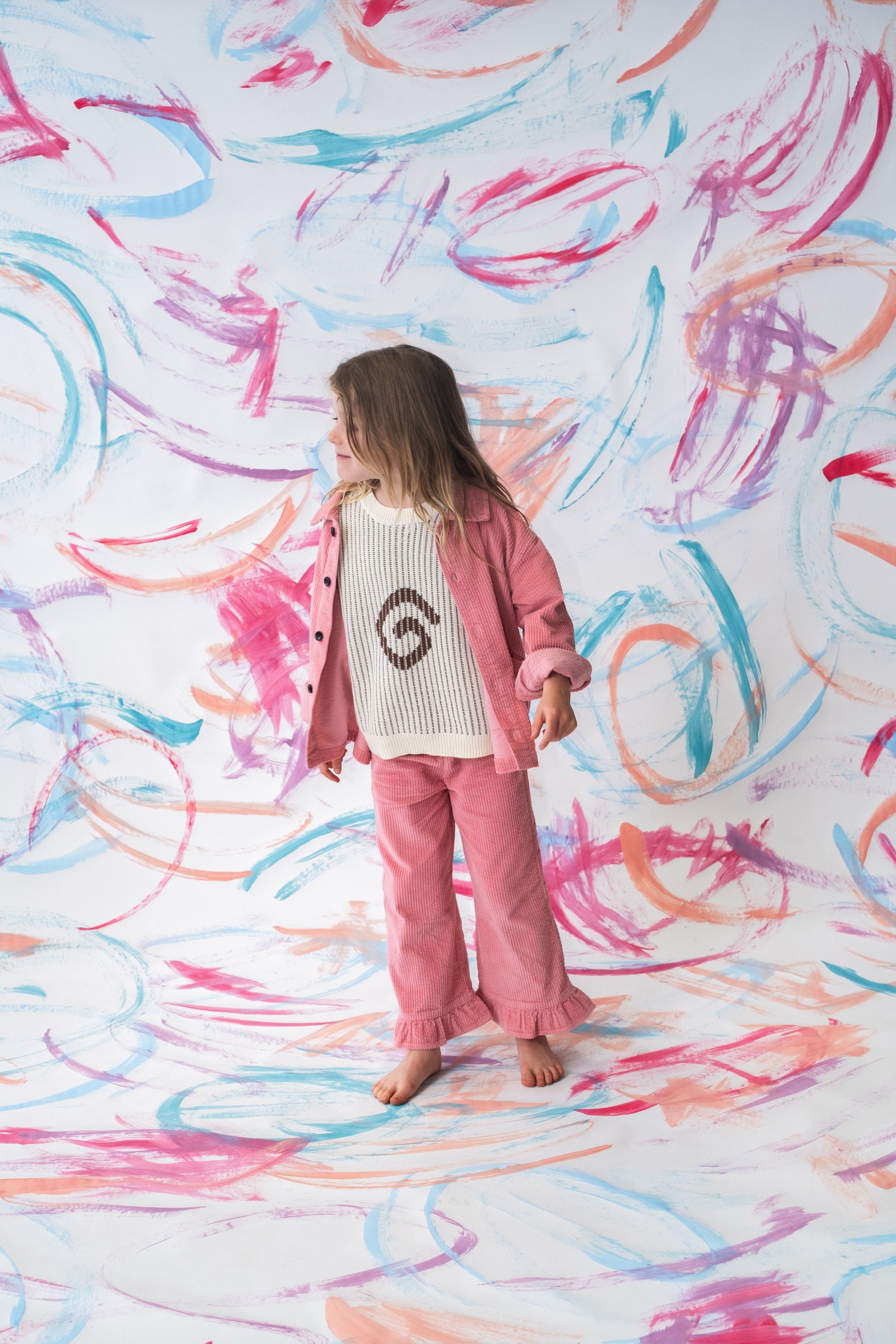 <GROWN> Organic Cord Frill Pant - Sorbet　