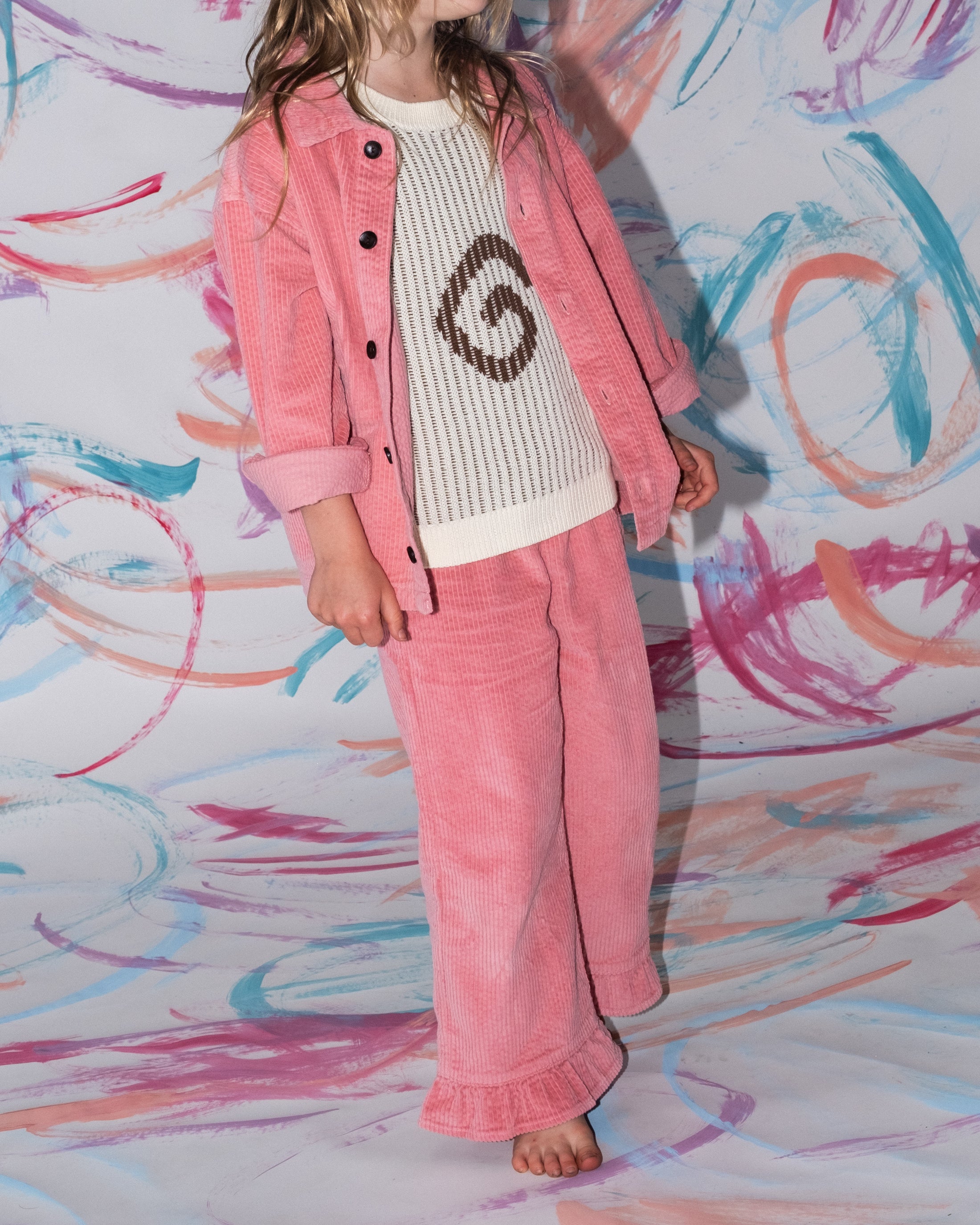 <GROWN> Organic Cord Frill Pant - Sorbet　