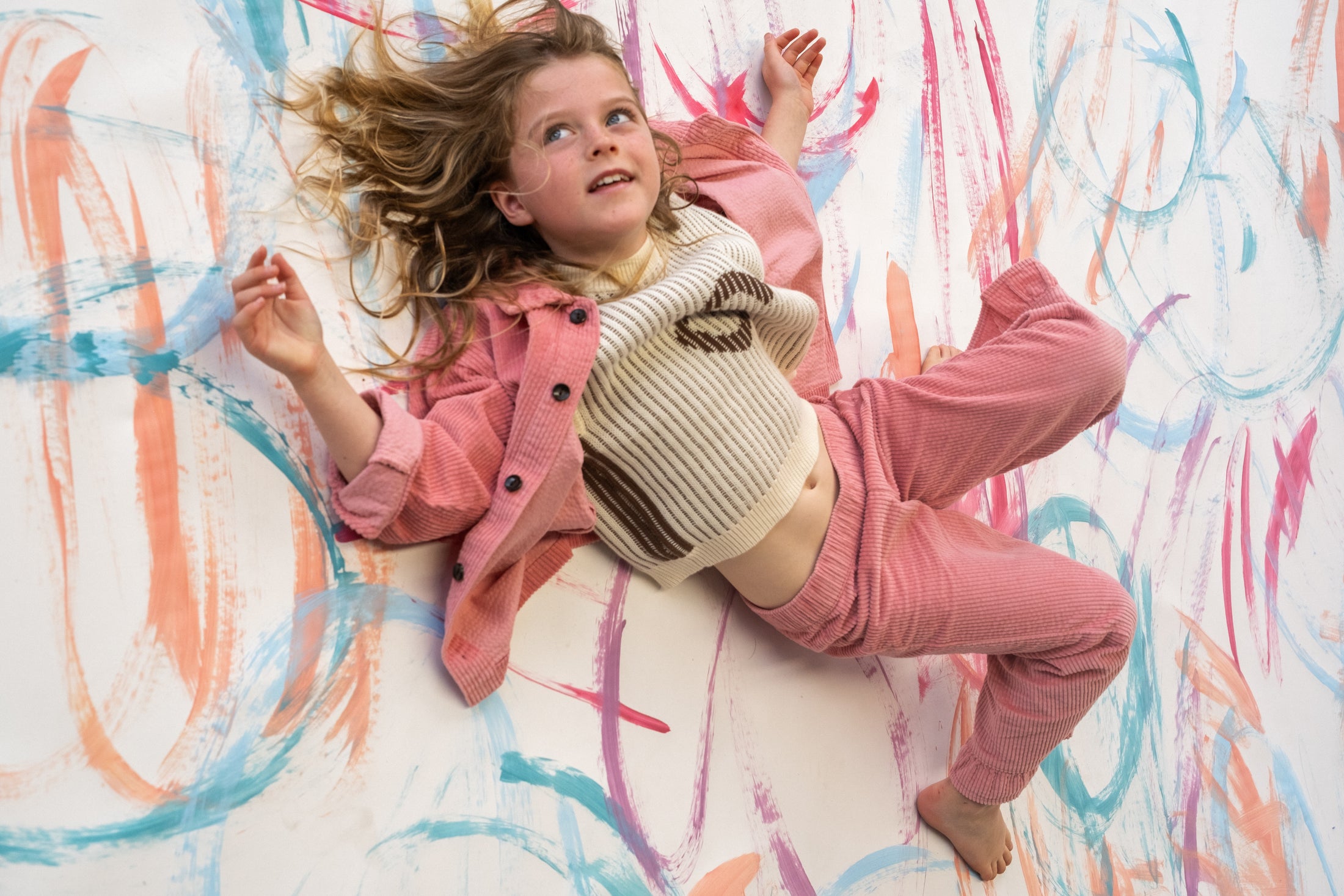 <GROWN> Organic Cord Frill Pant - Sorbet　