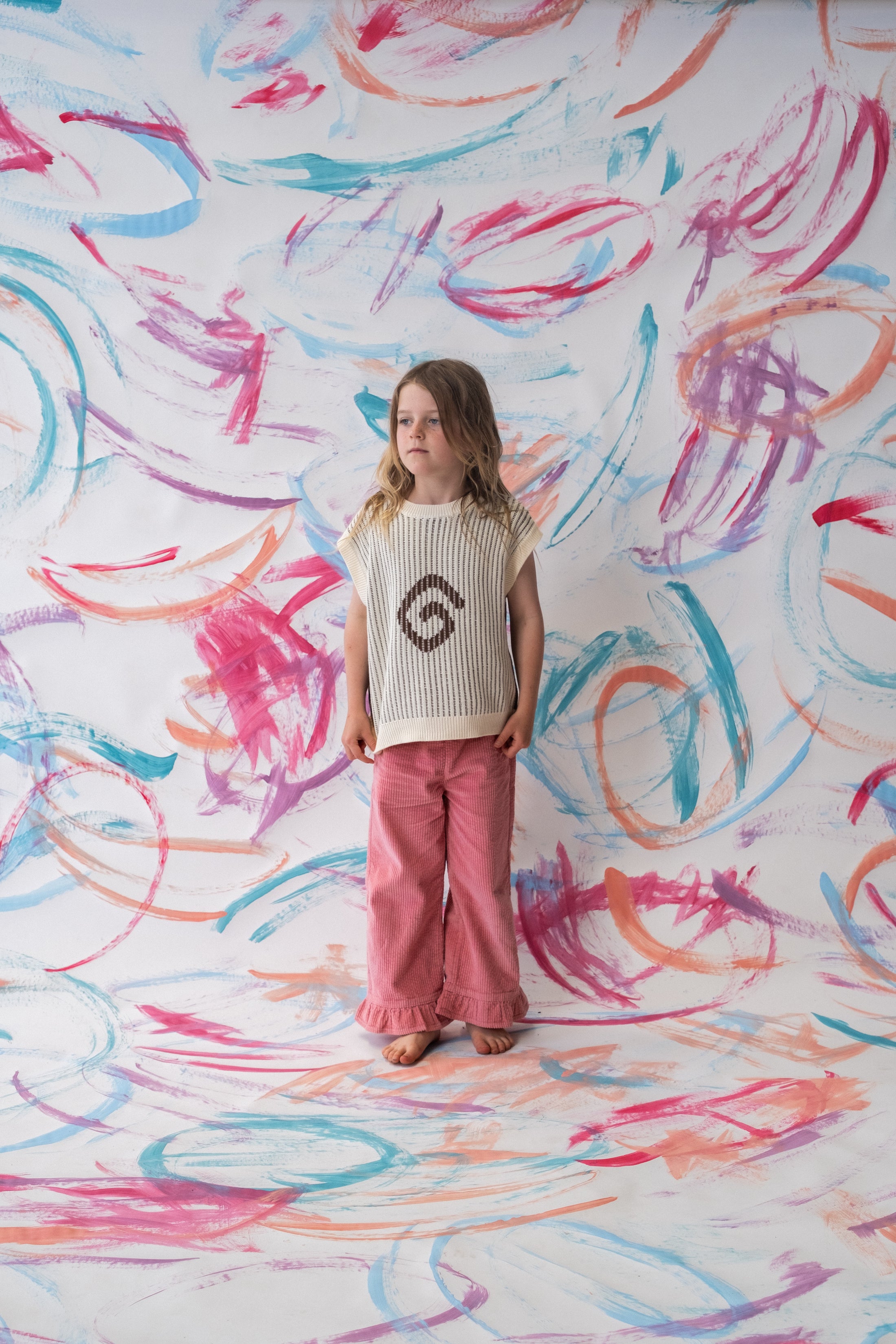 <GROWN> Organic Cord Frill Pant - Sorbet　