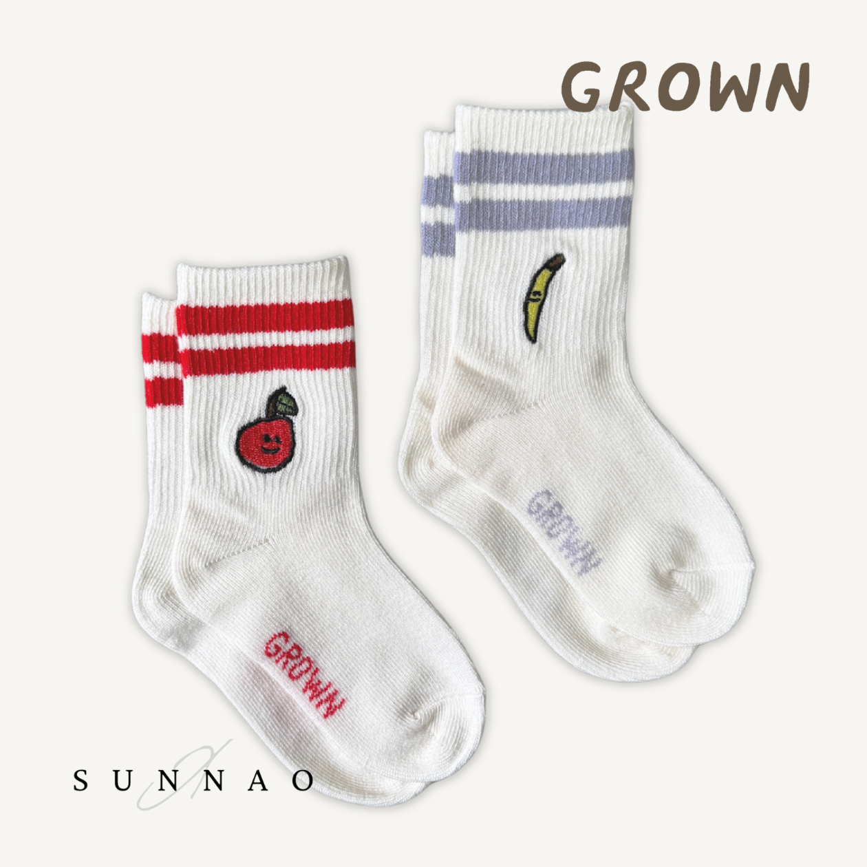 <GROWN> 2-Pack Fruit Salad Cotton Socks - Milk