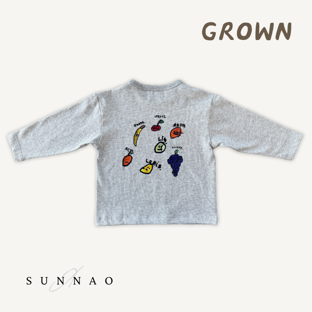 <GROWN> Organic Fruit Salad LS Tee - Gray Marle