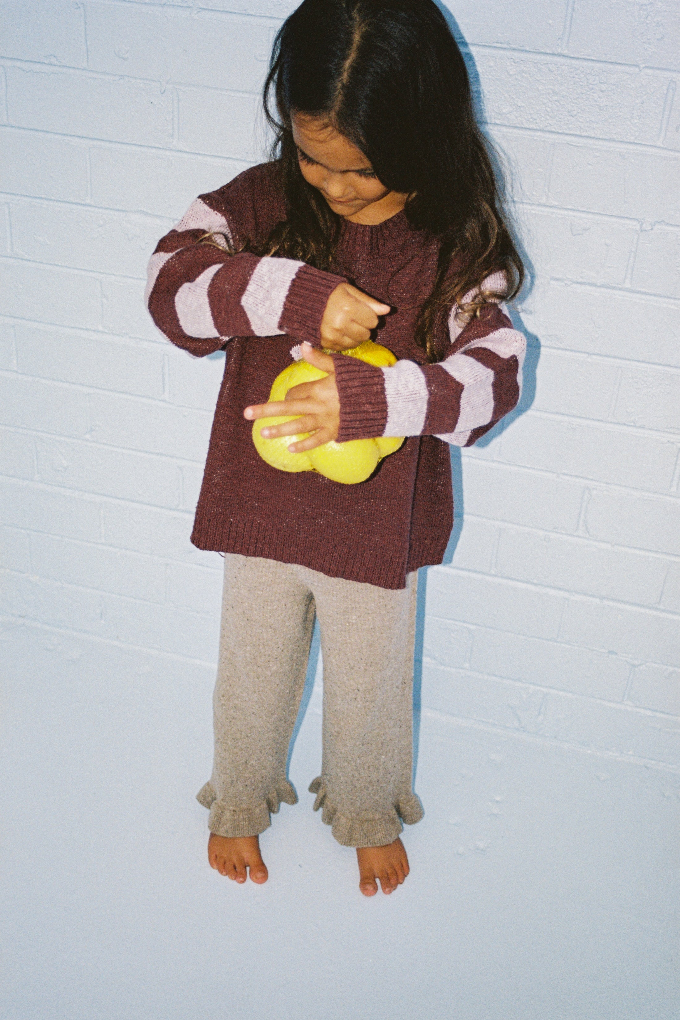 <GROWN> Organic Frill Knit Pants - Oatmilk