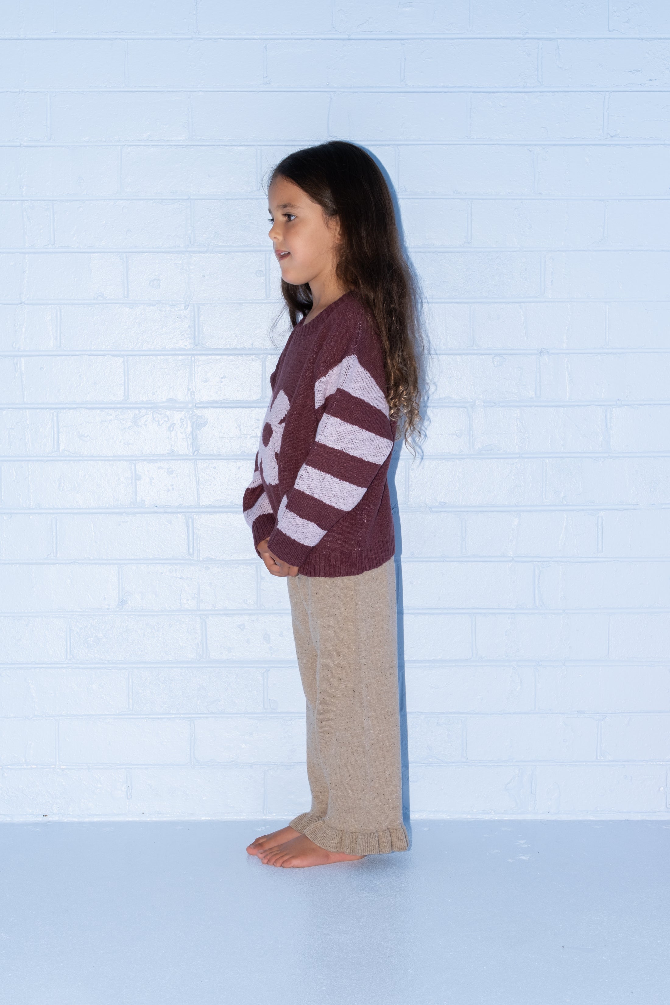 <GROWN> Organic Frill Knit Pants - Oatmilk