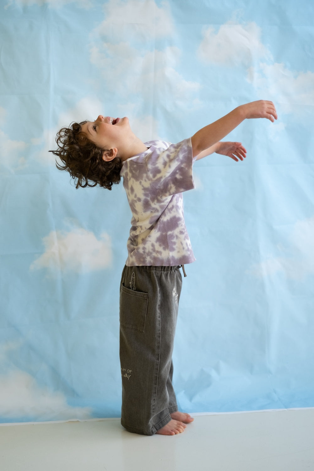 <GROWN> Organic Knitted Tie Dye Rib Tee - Grape