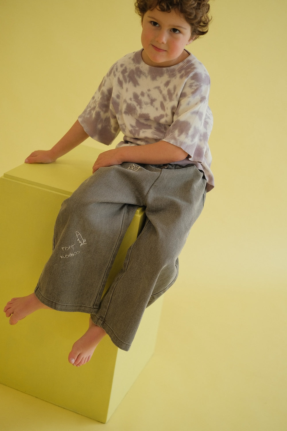 <GROWN> Organic Knitted Tie Dye Rib Tee - Grape