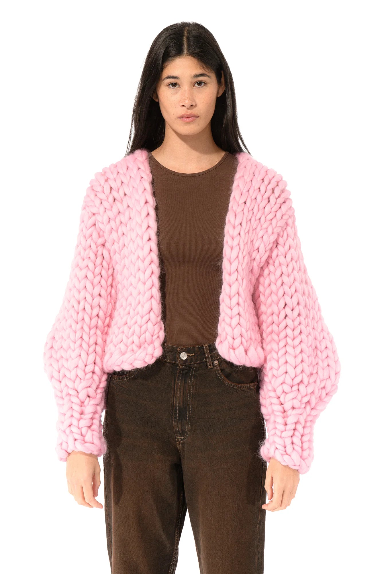 【受注生産】<Hope Macaulay> Pink Irish Colossal Knit Wool Cardigan