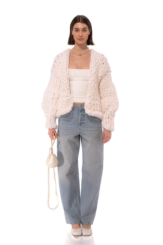 【受注生産】<Hope Macaulay> White Colossal Knit Cardigan