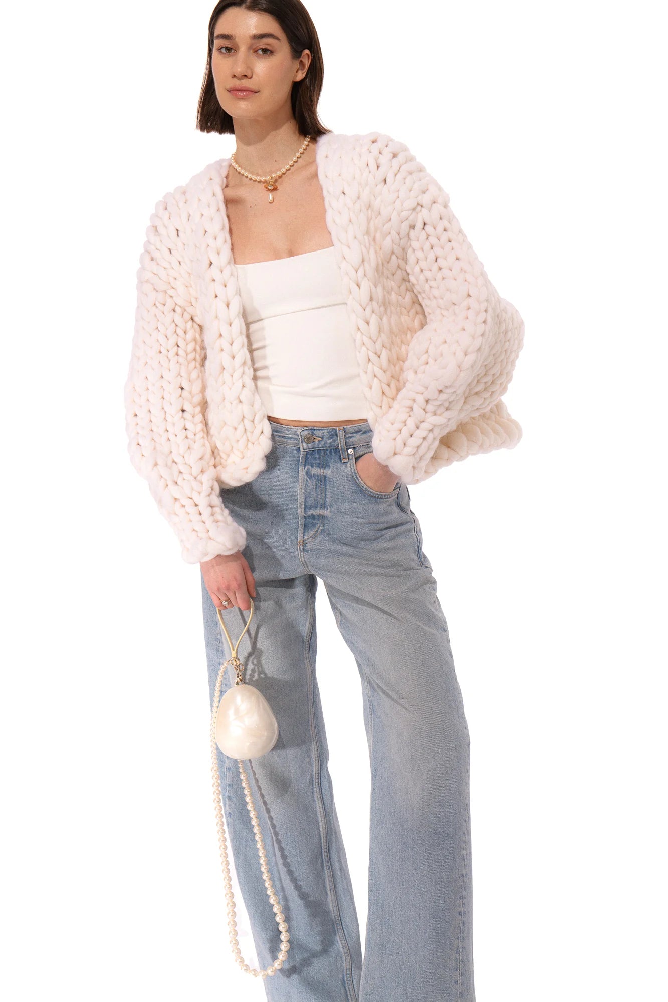 【受注生産】<Hope Macaulay> White Colossal Knit Cardigan