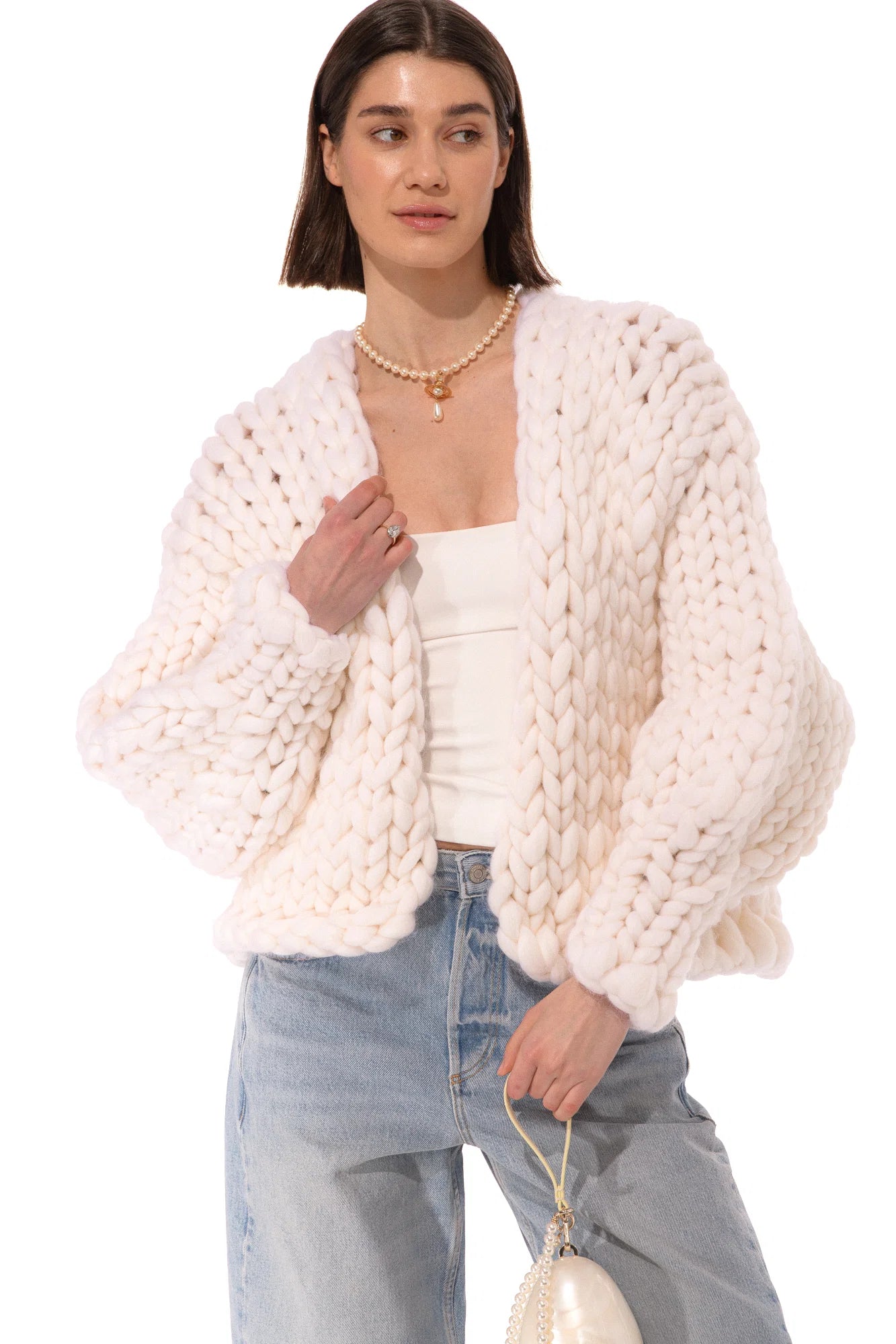 【受注生産】<Hope Macaulay> White Colossal Knit Cardigan
