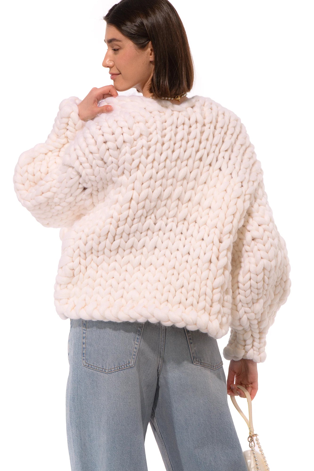 【受注生産】<Hope Macaulay> White Colossal Knit Cardigan