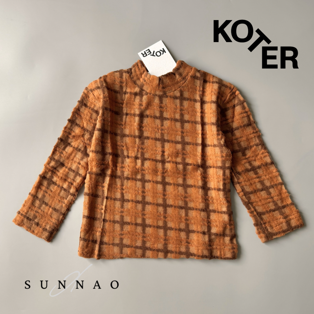 <Studio Koter> LENNON FLUFFY CHECK BROWN TEE