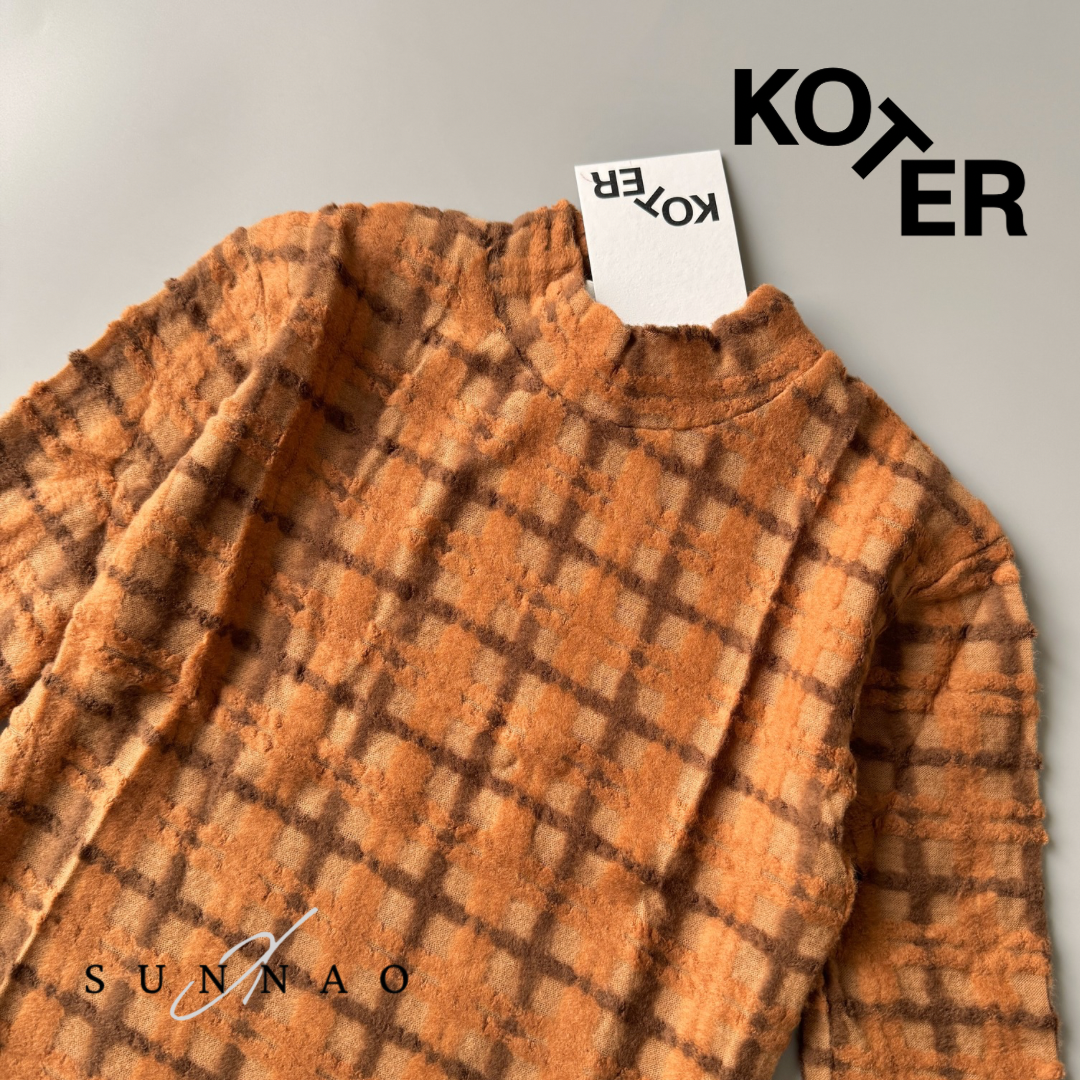 <Studio Koter> LENNON FLUFFY CHECK BROWN TEE