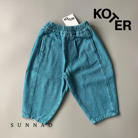 <Studio Koter> MANU BLUE OVERDYE DENIM TROUSERS - Blue mist
