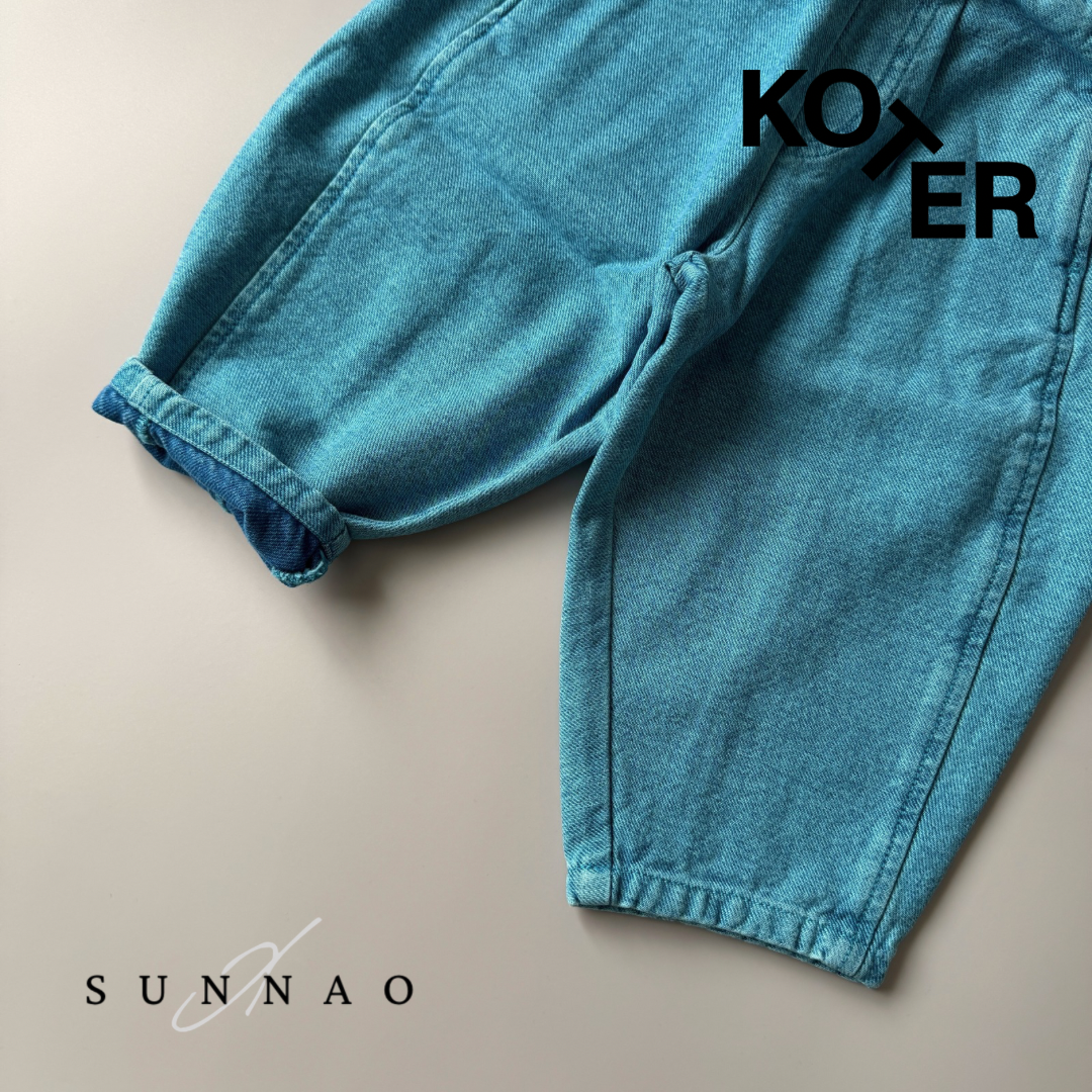 <Studio Koter> MANU BLUE OVERDYE DENIM TROUSERS - Blue mist