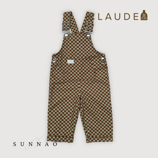 <Claude&Co> Checkerboard Dungaree - Brick （1-5Y）