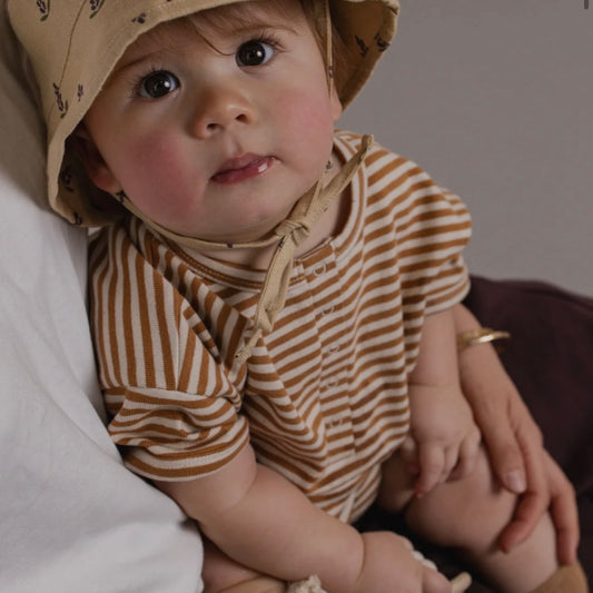 <Organic zoo> Copper Stripes Beach Romper - DROP2