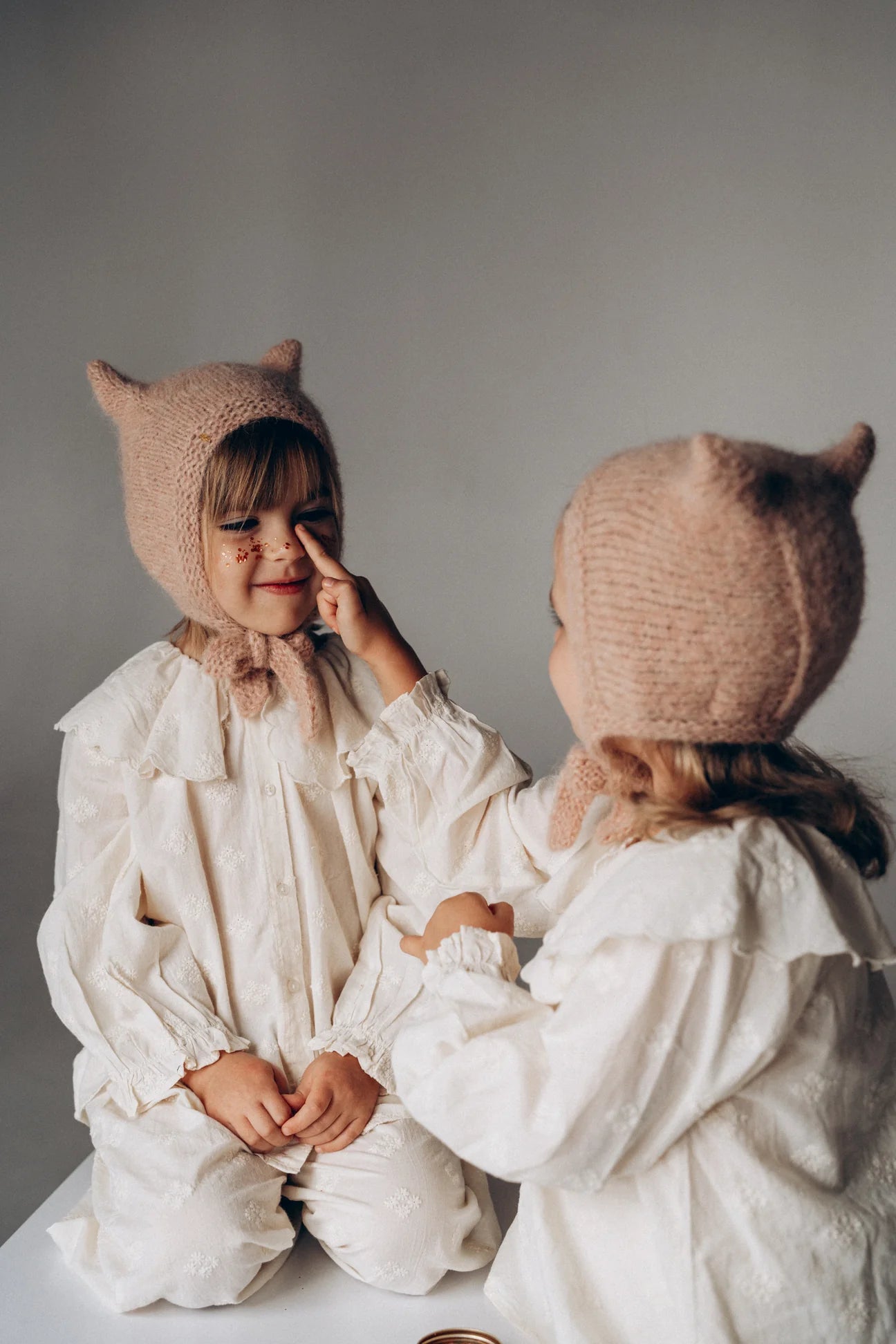 <Bambolina>Classic Kitty bonnet - SAND PINK