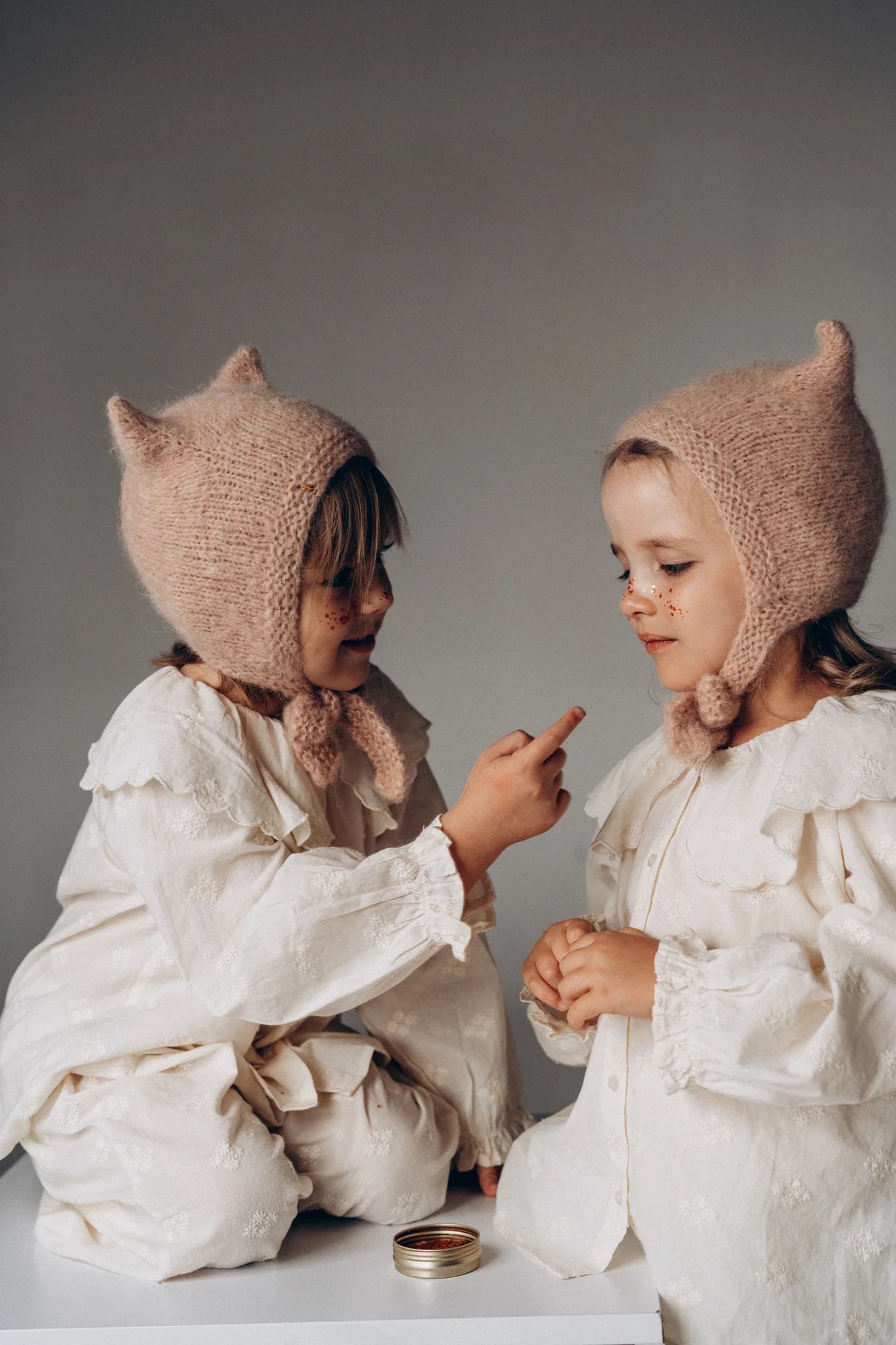 <Bambolina>Classic Kitty bonnet - SAND PINK