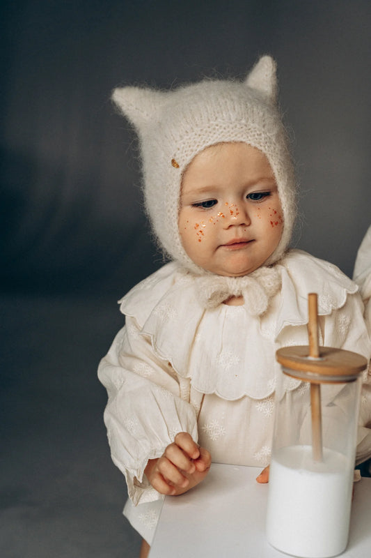 <bambolina> Classic Kitty bonnet - IVORY</bambolina>