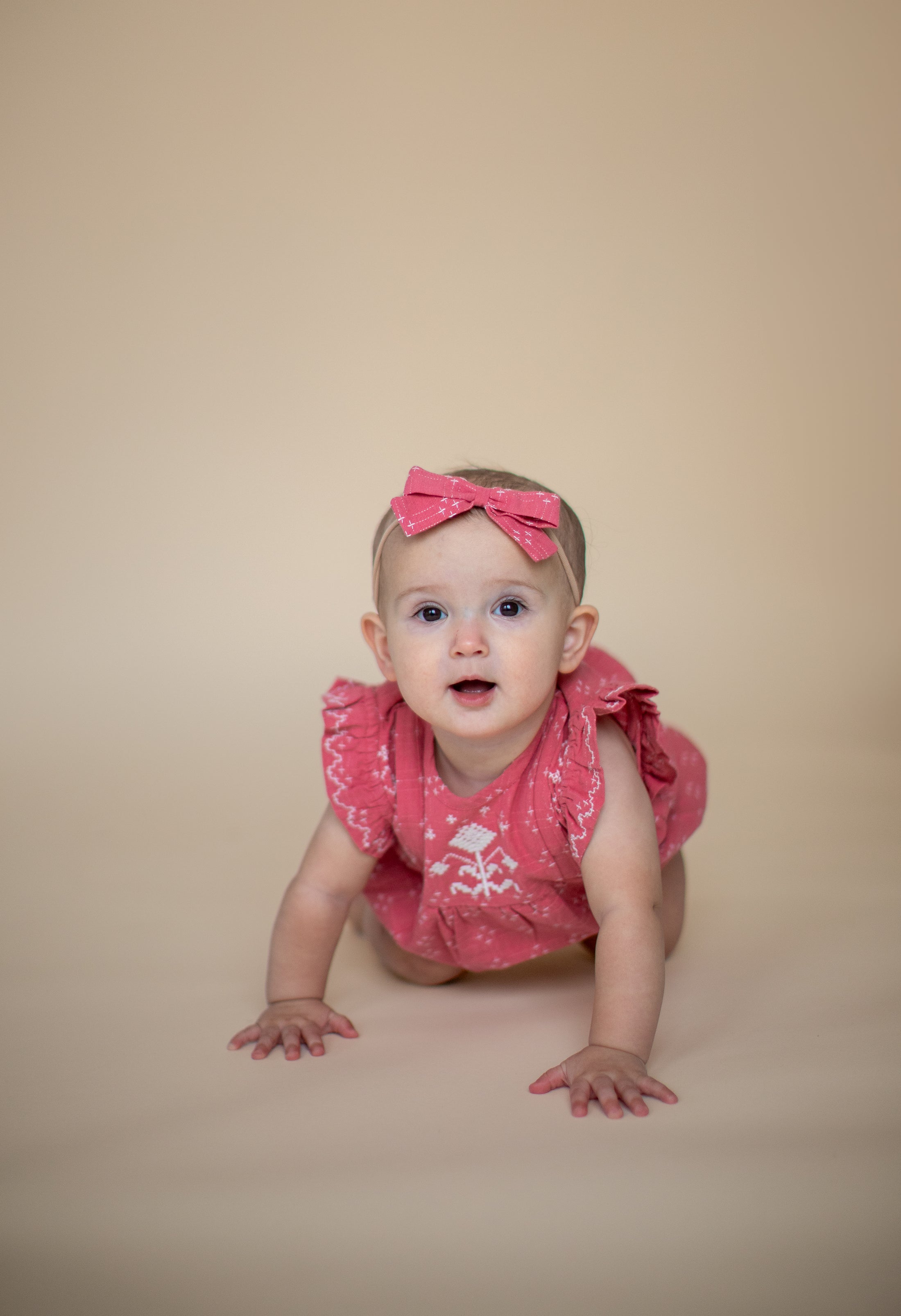 <Lali> Little Flora Romper in Coral Crossstitch（12-24M）