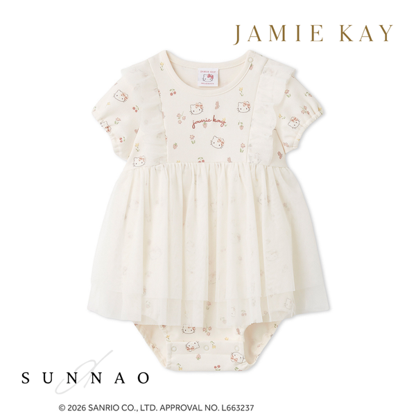 <JAMIE KAY> HELLO KITTY tulle jersey rompers - IVORY