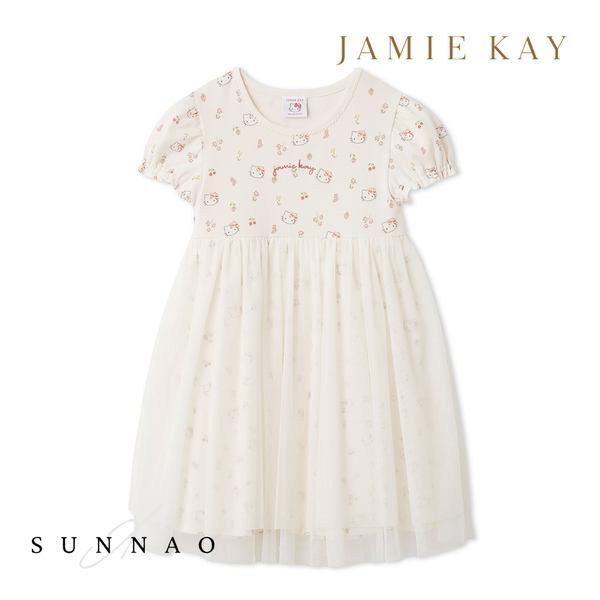 <JAMIE KAY> HELLO KITTY tulle jersey dress - IVORY