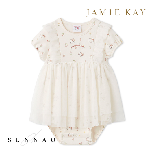 <JAMIE KAY> HELLO KITTY tulle jersey rompers - IVORY