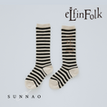 갤러리 뷰어로 이미지로드, <eLfinFolk>Stripe× LOGO Hight Socks（11-19cm）
