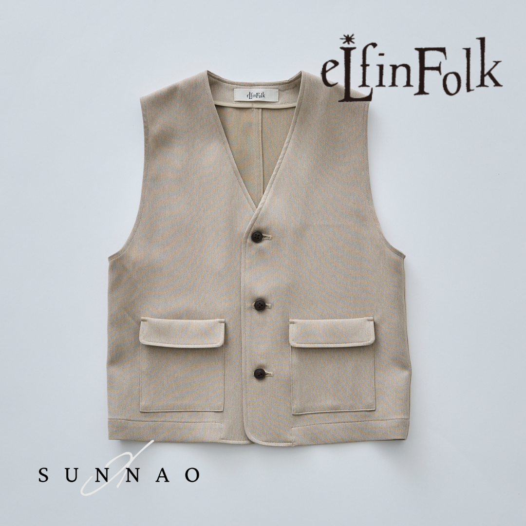 <eLfinFolk>Herringbone Long Vest（95-140）