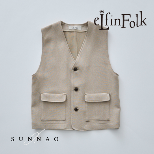 <eLfinFolk>Herringbone Long Vest（95-140）