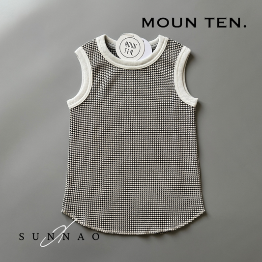 <Moun ten.>bicolor waffle tanktop - ECRU/CHARCOAL（95-140）