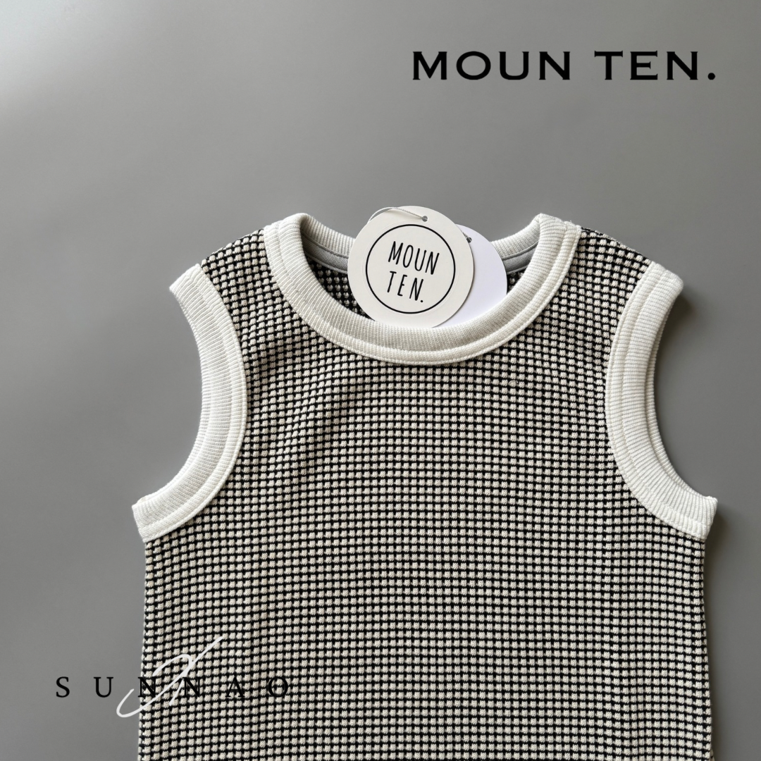 <Moun ten.>bicolor waffle tanktop - ECRU/CHARCOAL（95-140）