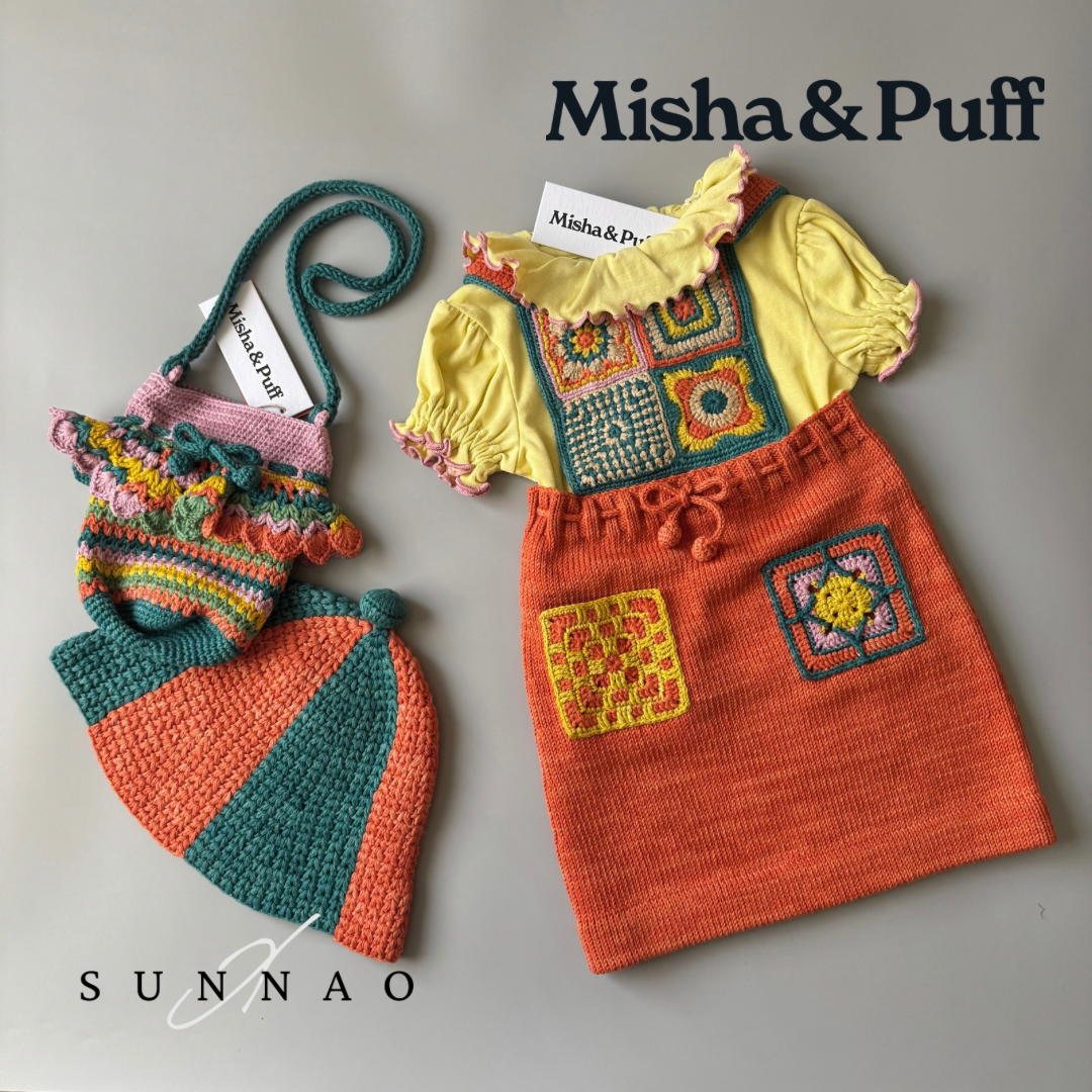 <Misha&Puff>Crochet Afghan Pinafore - Gamberetto（2-6Y）