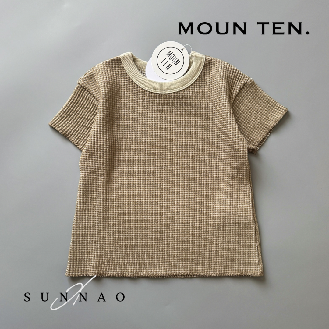 <Moun ten.>bicolor waffle T - SAND/ECRU（95-140）