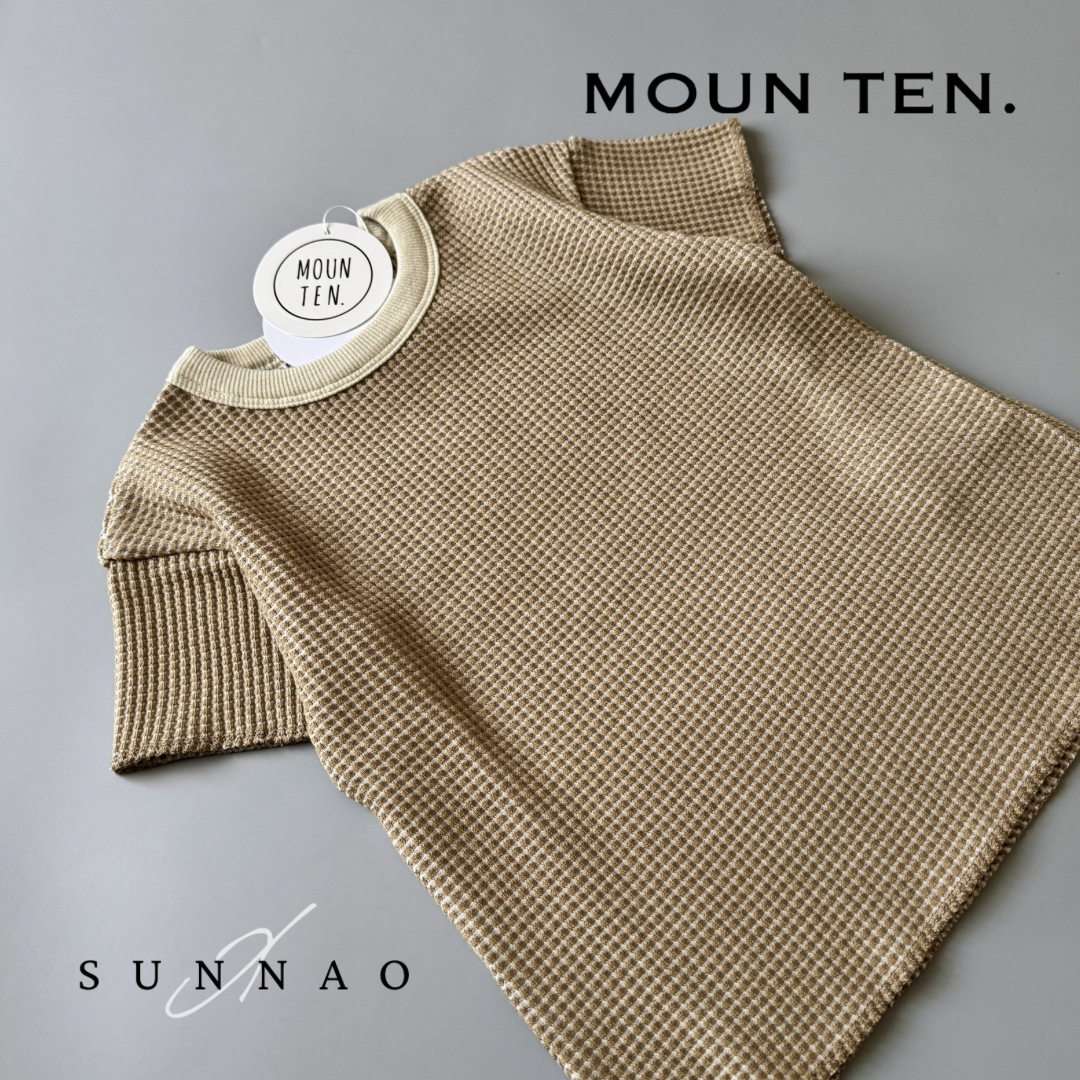 <Moun ten.>bicolor waffle T - SAND/ECRU（95-140）