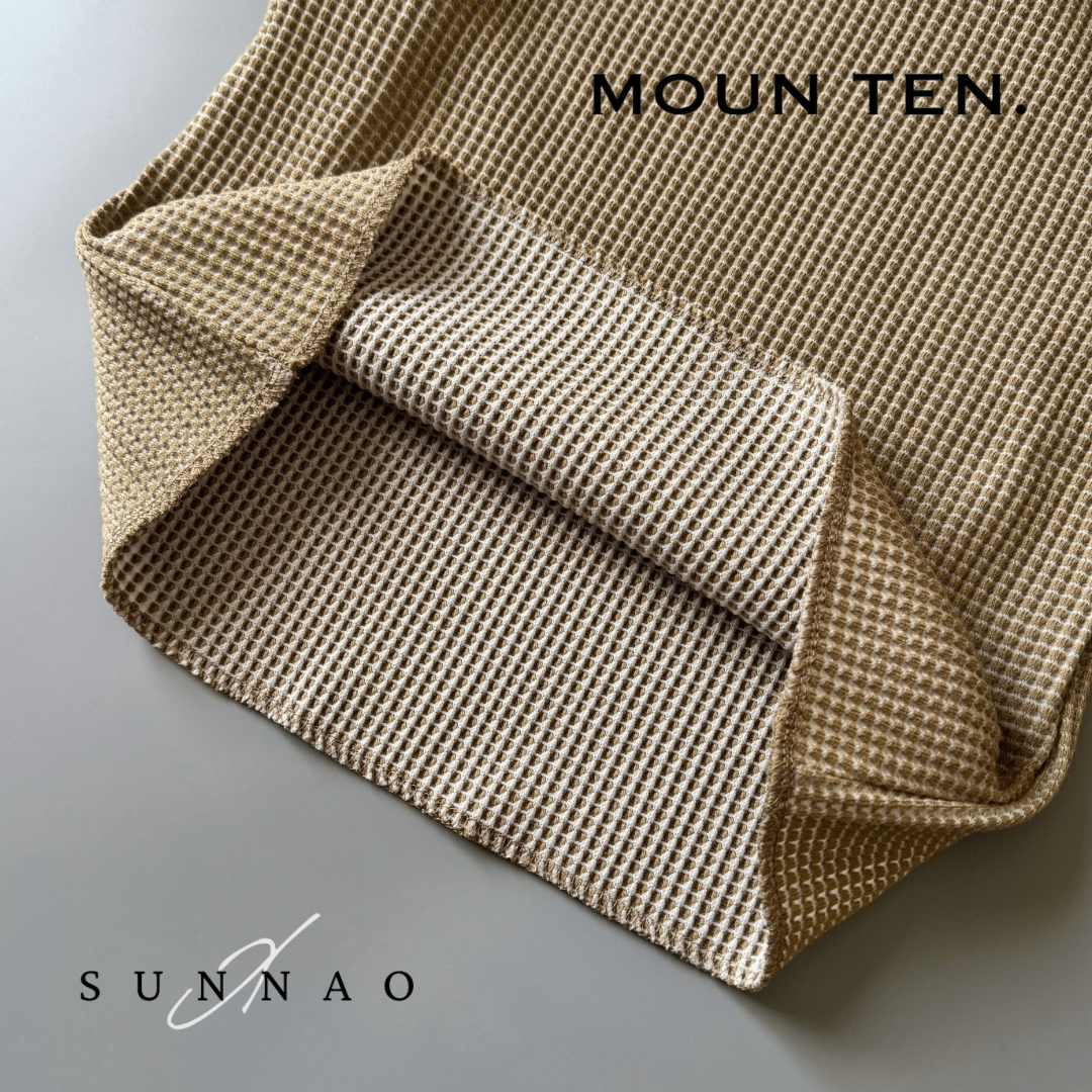 <Moun ten.>bicolor waffle T - SAND/ECRU（95-140）